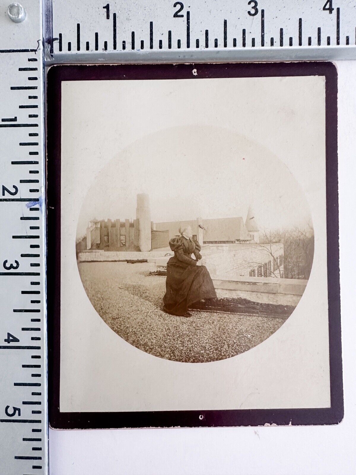 Photograph Vintage Harriet Newell Haskell Maine School Admin 1800s Outside
