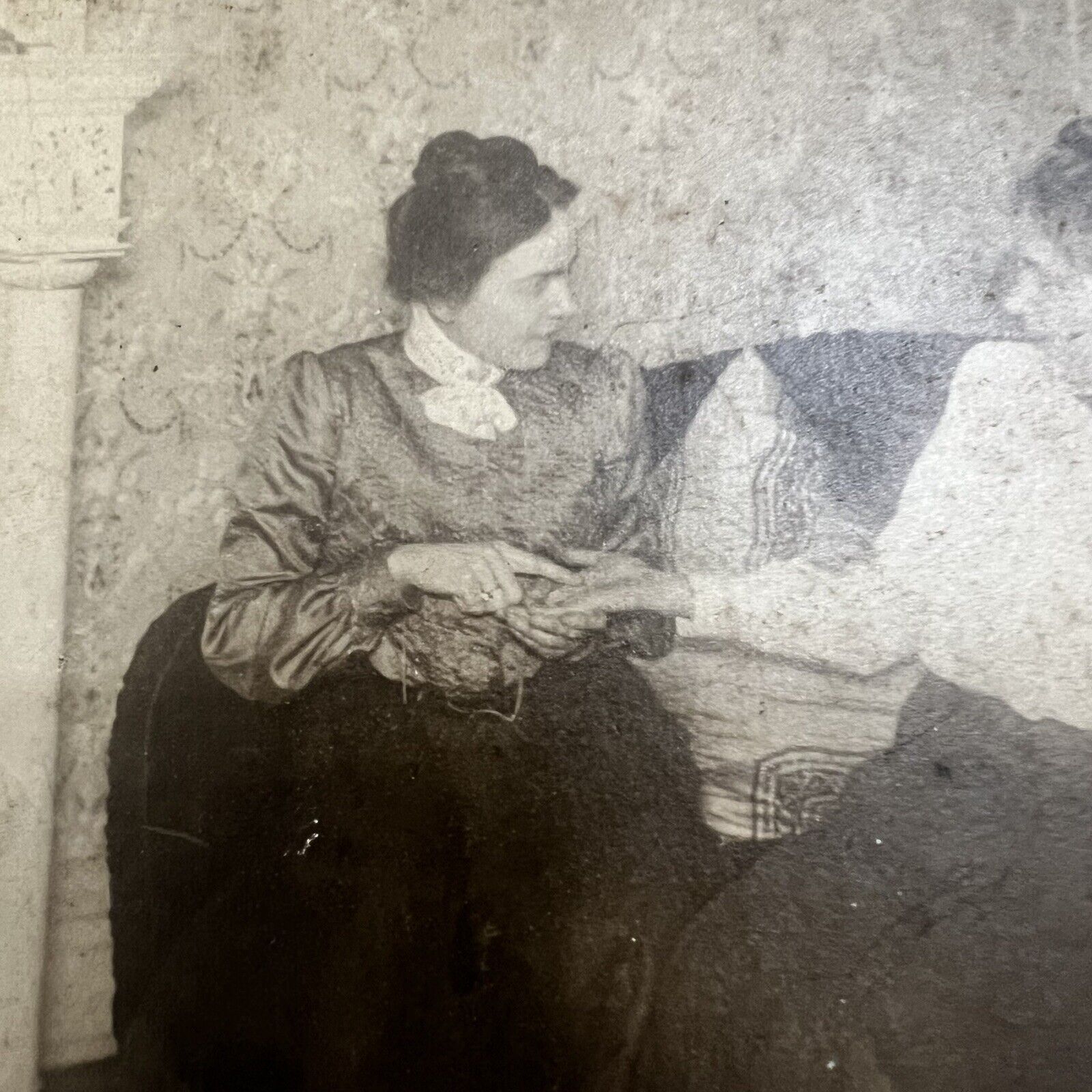 Antique Cabinet Photo 1900s Two Women Palm Reading Ghost Image Reverse Occult