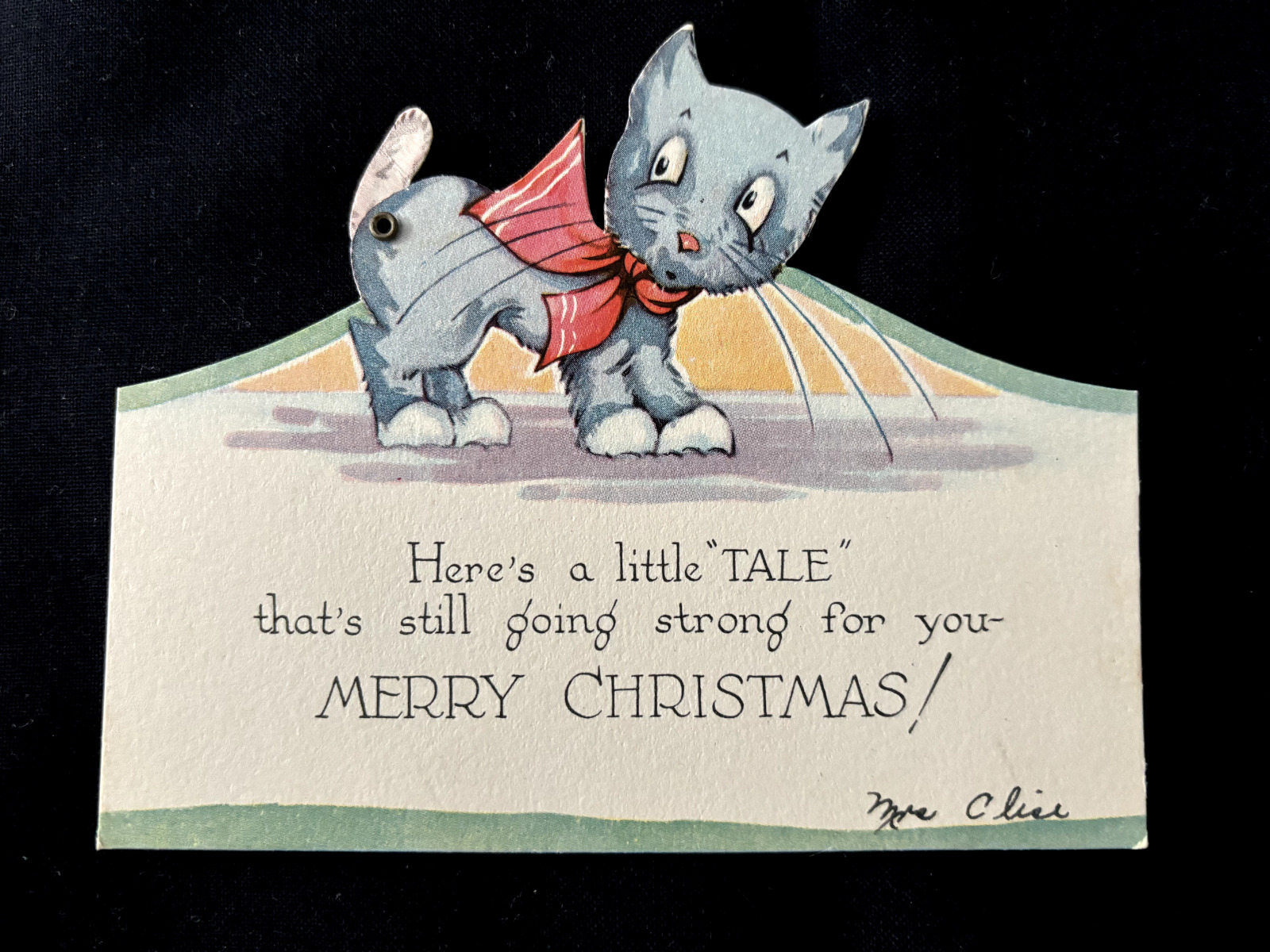 CATS Kitten 1800s Antique Victorian Die Cut Greeting Card Scrap Lot 3 Christmas