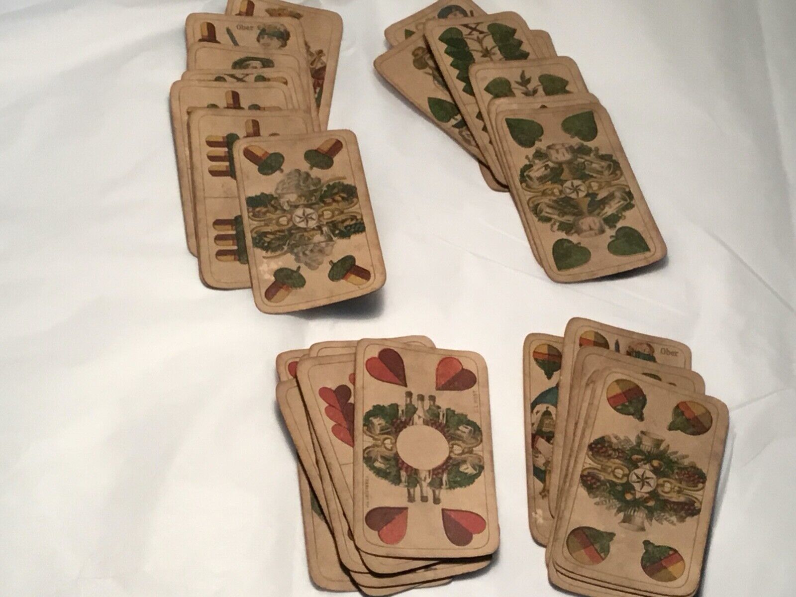 1700’s HIGHGRADE Rare Historic 28 Card  Deck Woodblock Antique Playing Cards