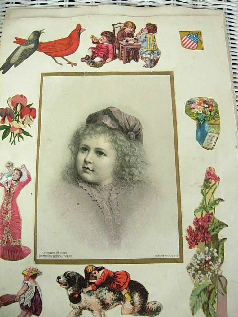Trade Cards on Victorian Scrapbook 1800s Four Album Pages, Calling Cards