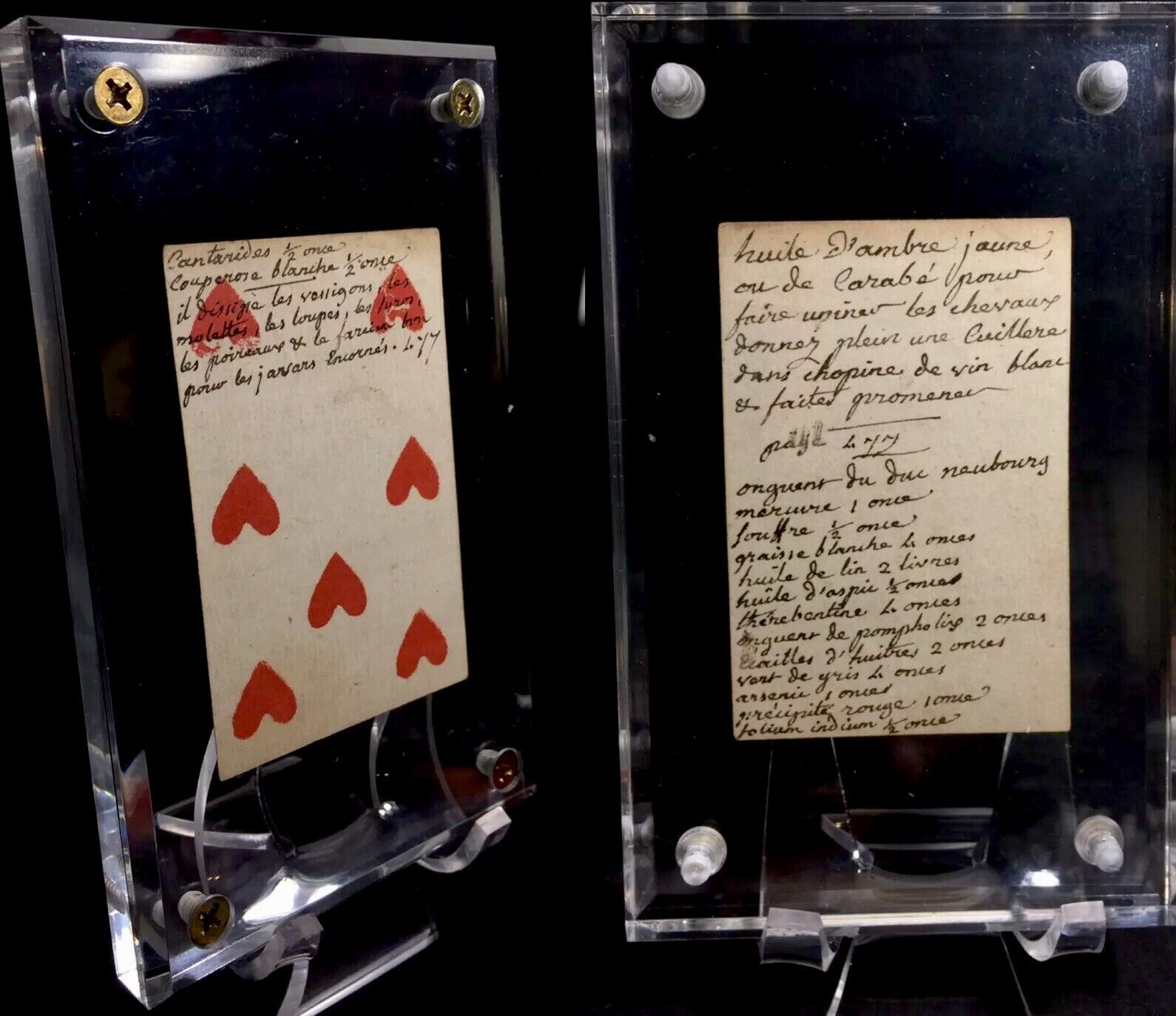 1700’s Old Europe Double Side Scripted Document Antique Playing Cards Single