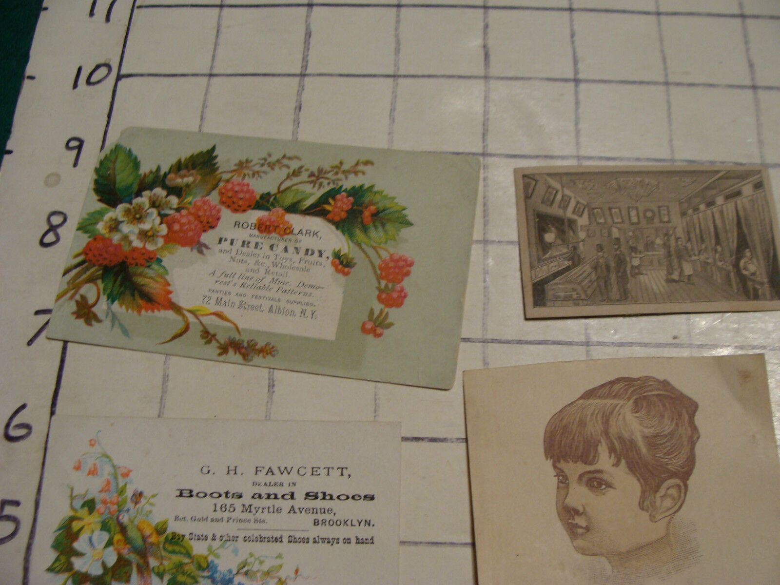 12 vintage 1800's misc papers, faces, trade cards, figures, card neat