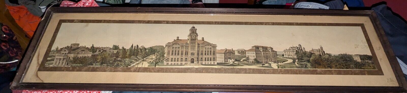 Early Syracuse University 1900's 42" Long Panoramic Panorama Hand Painted Photo