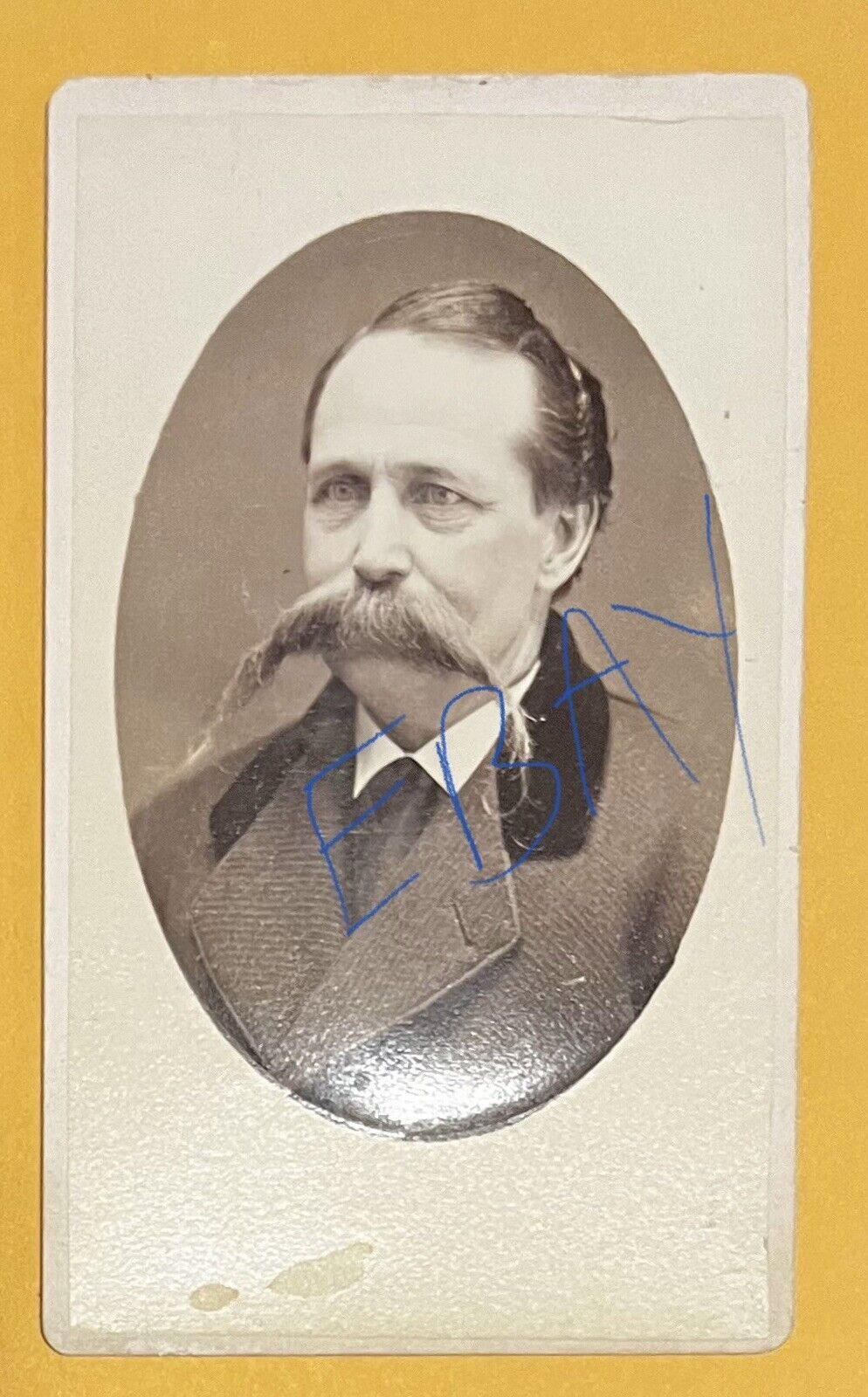 Vintage 1800s CDV Photo of an Older Man with Long Thick Mustache
