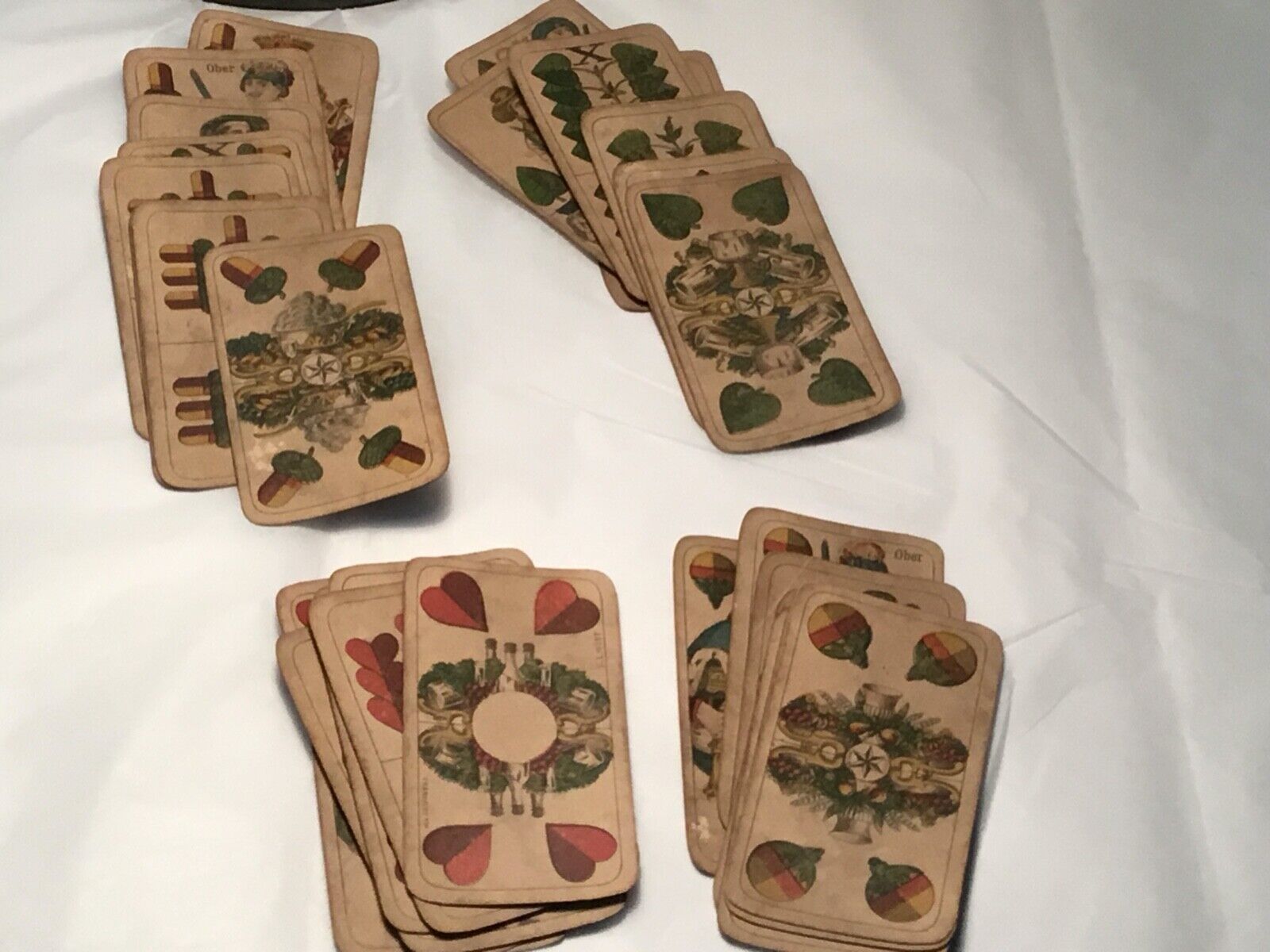 1700’s HIGHGRADE Rare Historic 28 Card  Deck Woodblock Antique Playing Cards