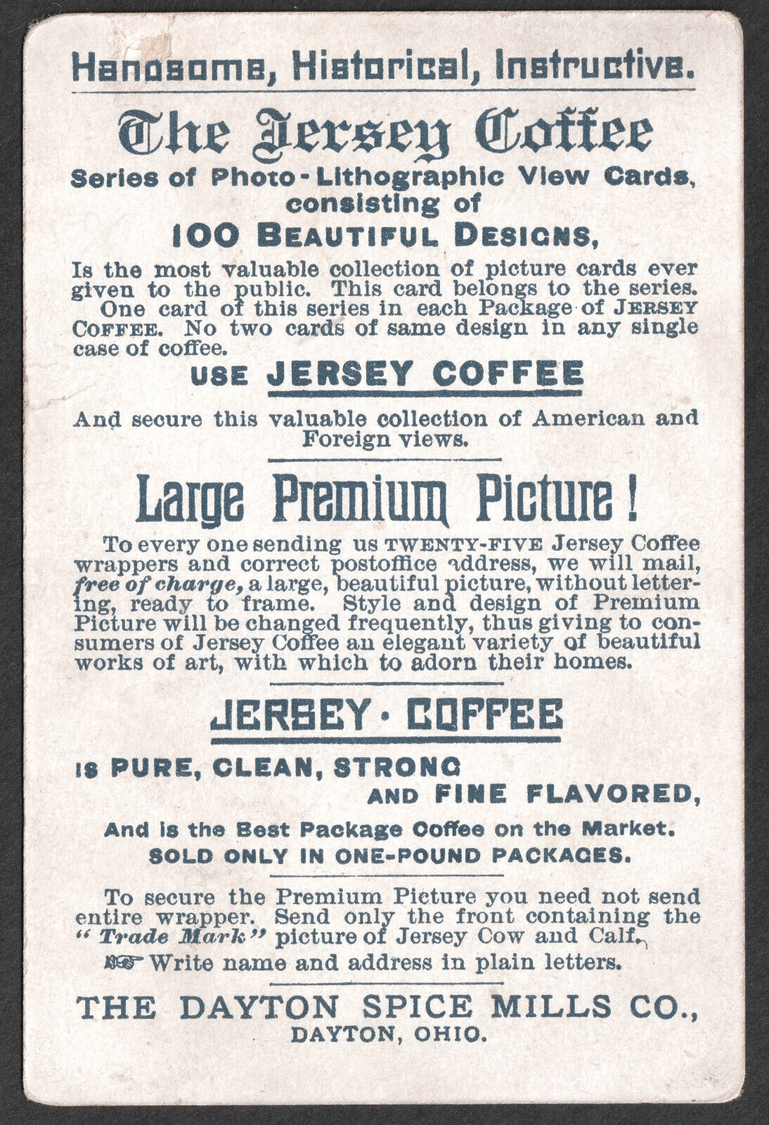1800's Kansas City Stock Yards Photo-Lith Jersey Coffee Advertising Trade Card