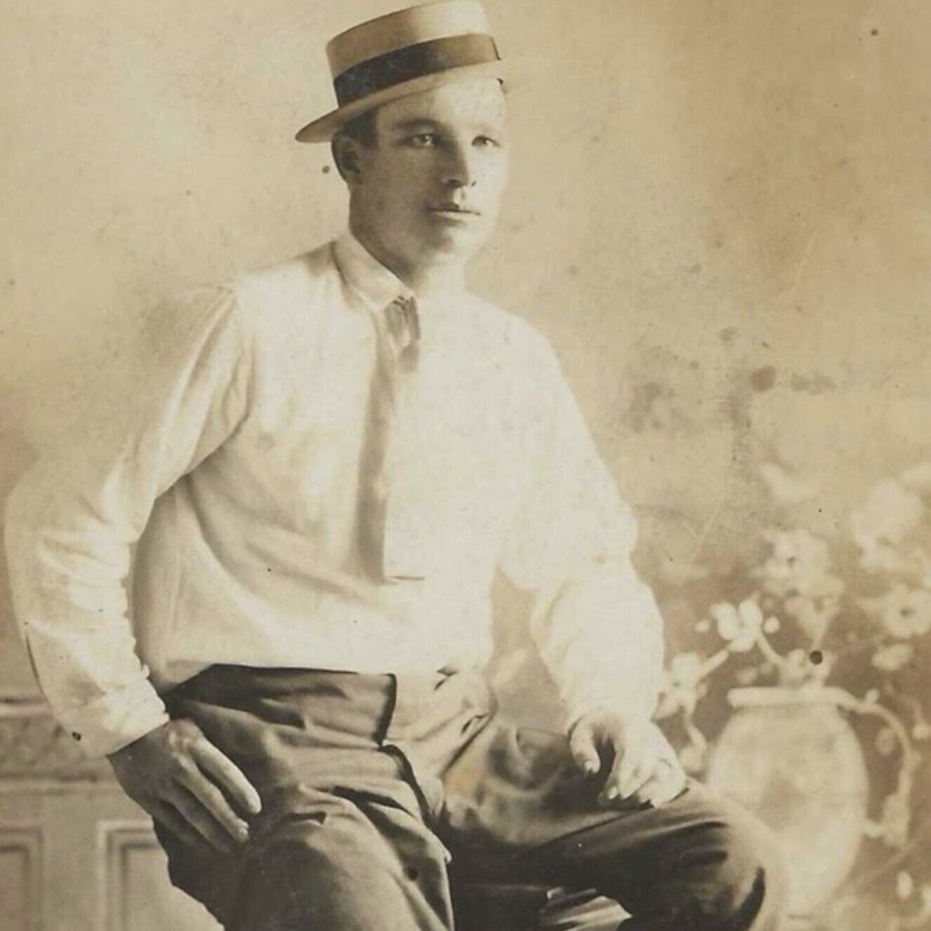 Antique Real Photo Postcard Dapper Man Wearing Hat RPPC Lakeland Florida 1900s