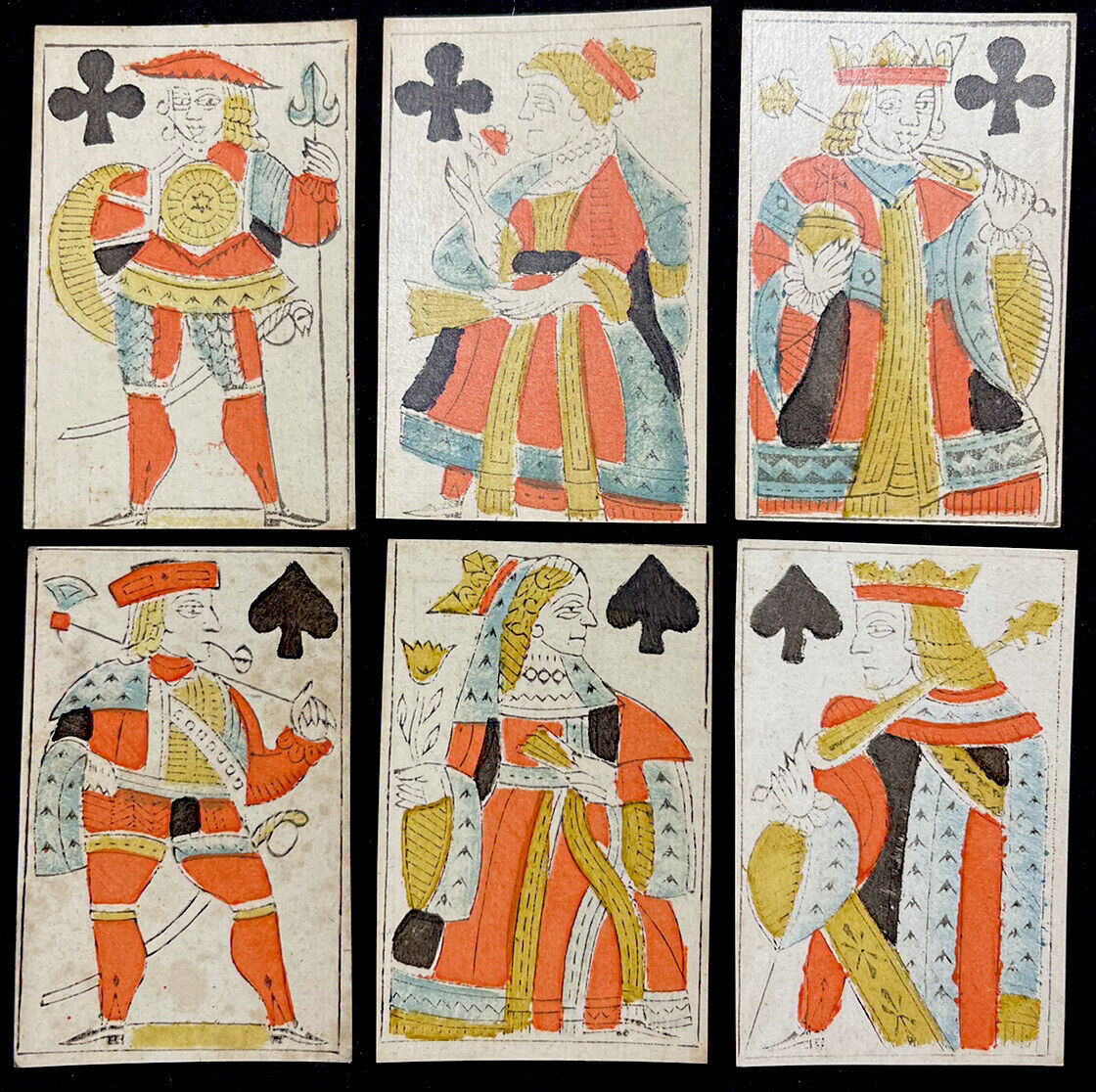 1700’s HIGH GRADE Rare Historic 52/52 Poker Deck Woodblock Antique Playing Cards
