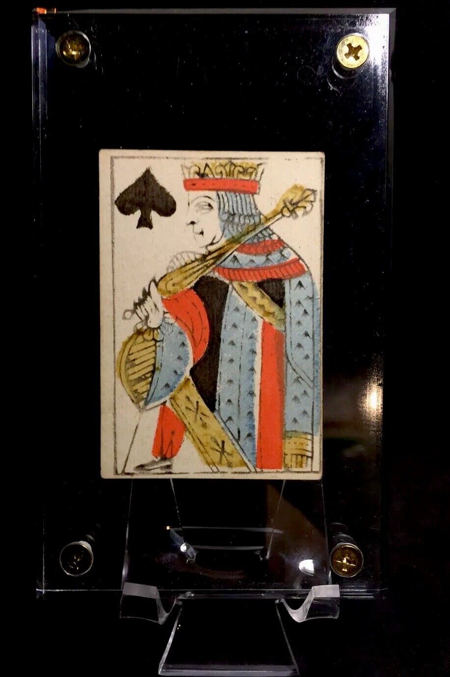 1700’s Historic King Spades Antique Playing Cards Woodcut Hand Scripted Single