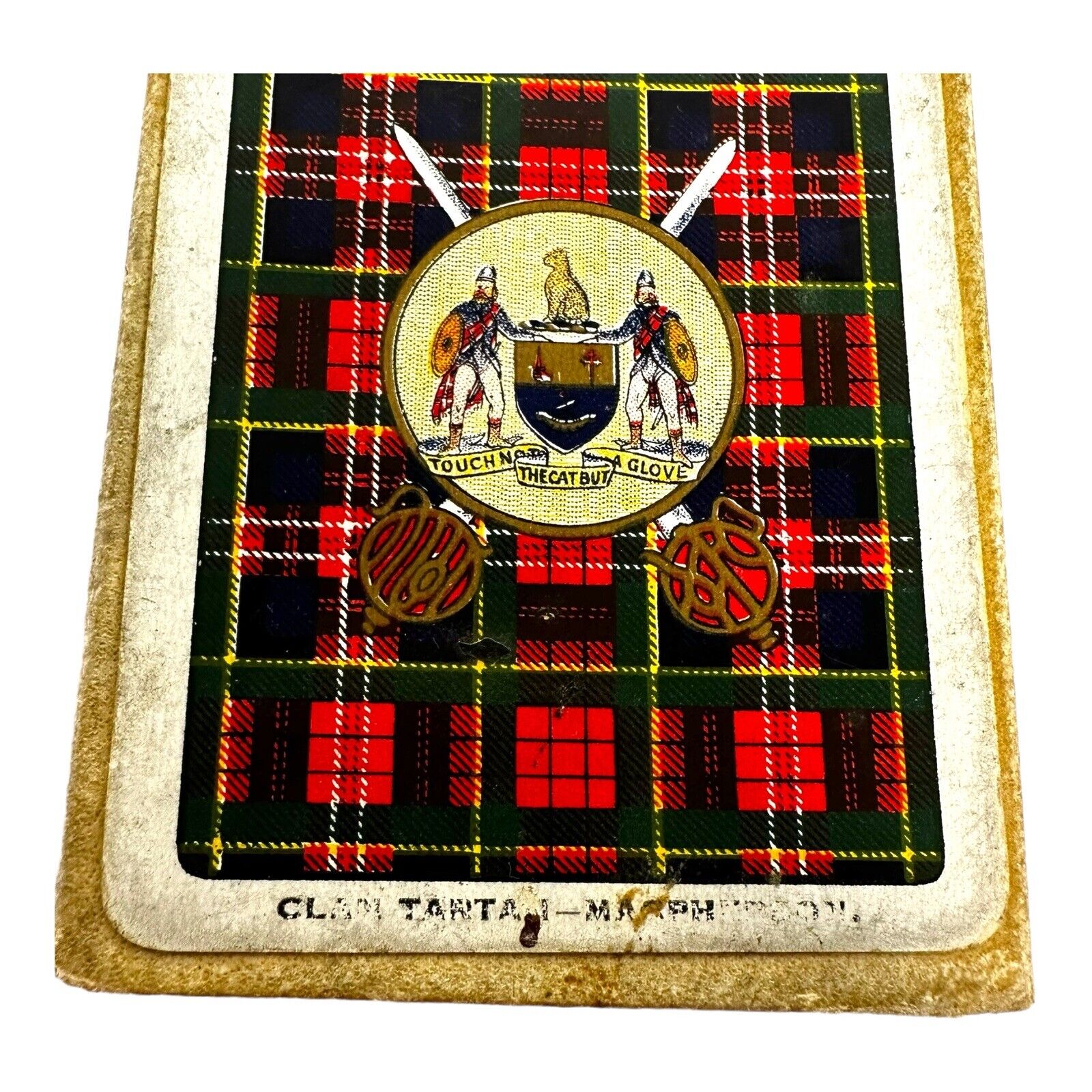 Antique 1800s Rare Charles Goodall & Sons Ltd Cat Tartan Playing Cards w/Box