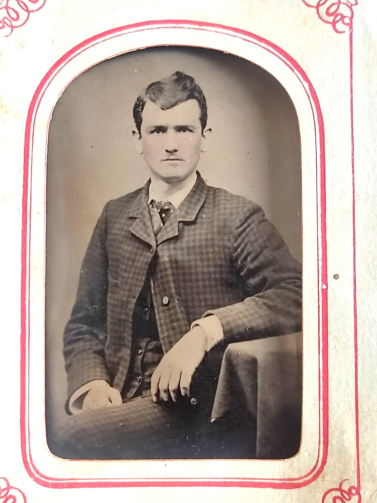 Antique Daguerreotype Dapper Man In Suit Mid 1800's Tin Type Photograph