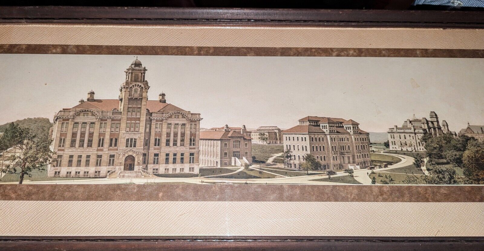 Early Syracuse University 1900's 42" Long Panoramic Panorama Hand Painted Photo 
