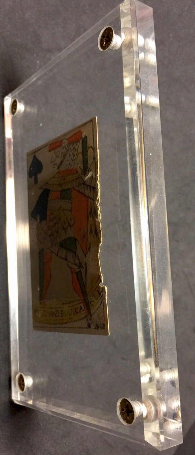 Rare 1700’s Secondary Use Antique Playing Cards Woodcut Historic French Single