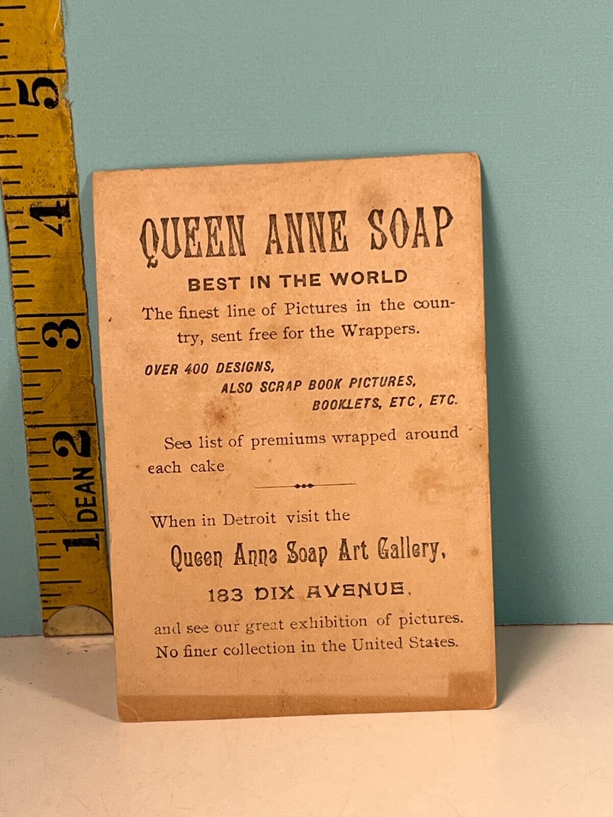 1800's Queen Anne Soap, No. 183qty 4 sea series  by Detroit Soap Co trade card .