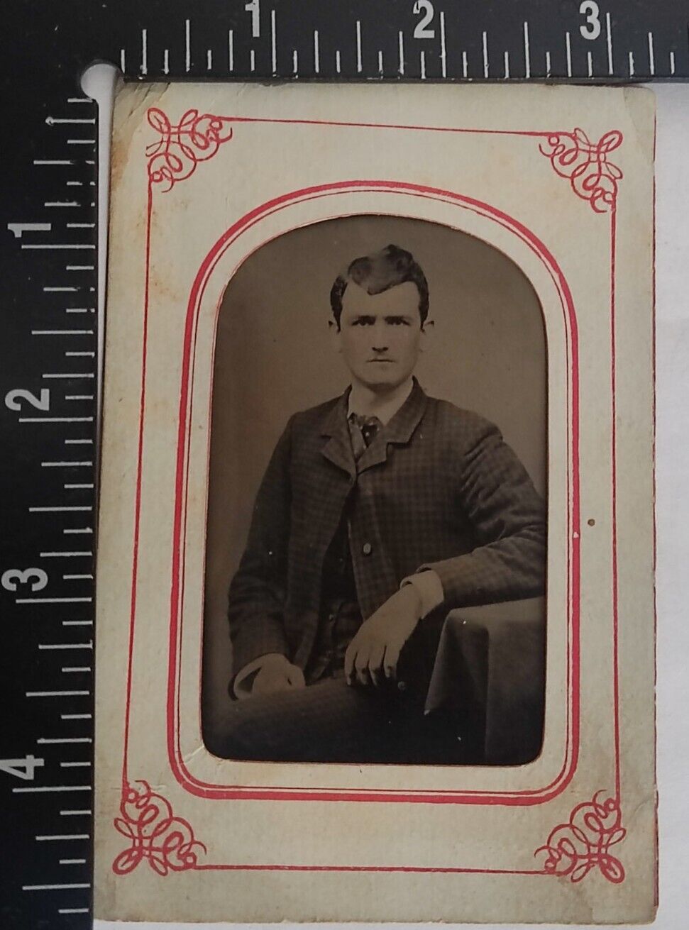 Antique Daguerreotype Dapper Man In Suit Mid 1800's Tin Type Photograph 