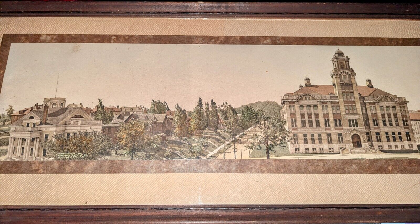Early Syracuse University 1900's 42" Long Panoramic Panorama Hand Painted Photo 