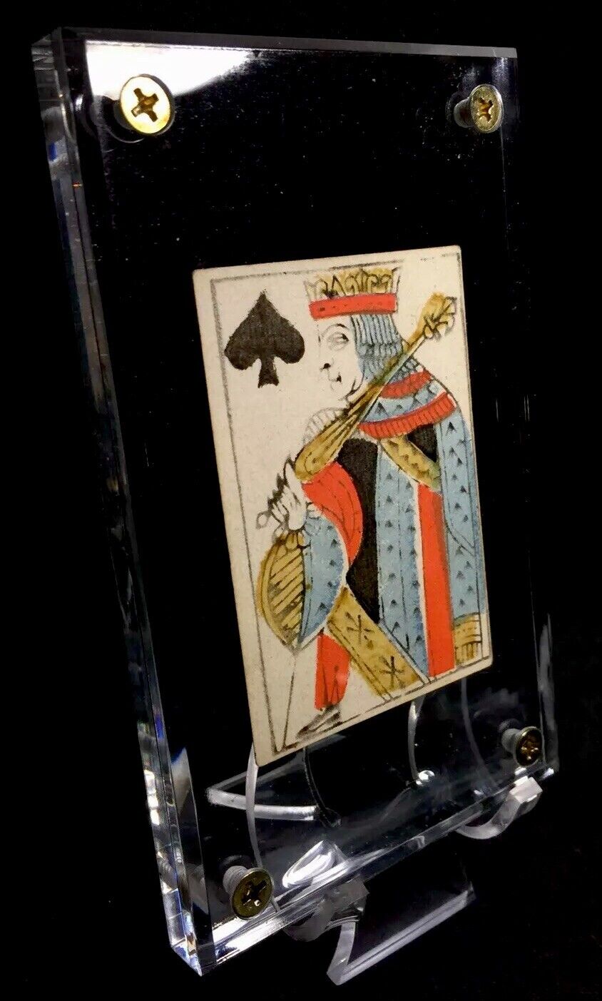 1700’s Historic King Spades Antique Playing Cards Woodcut Hand Scripted Single