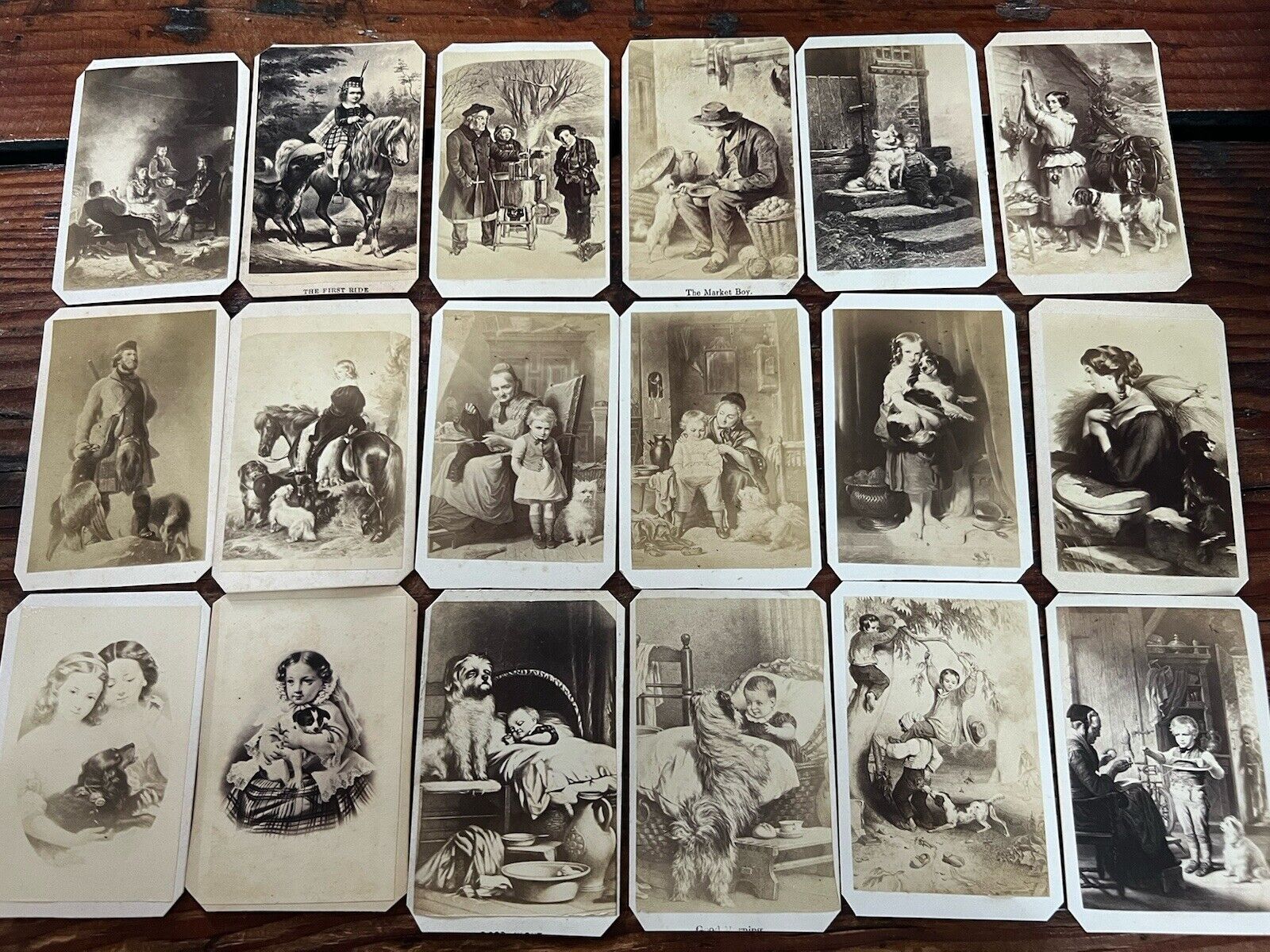 Lot of Antique 1800’s European CDV Story & Art Cards with Dogs - 33 cards