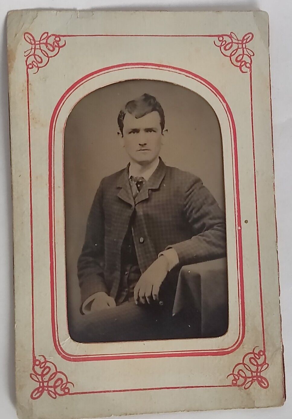 Antique Daguerreotype Dapper Man In Suit Mid 1800's Tin Type Photograph 