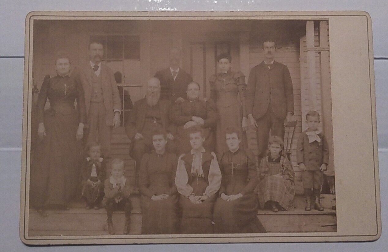 ANTIQUE VTG CIRCA 1800'S ERA B&W CABINET CARD PHOTO, VICTORIAN FAMILY 