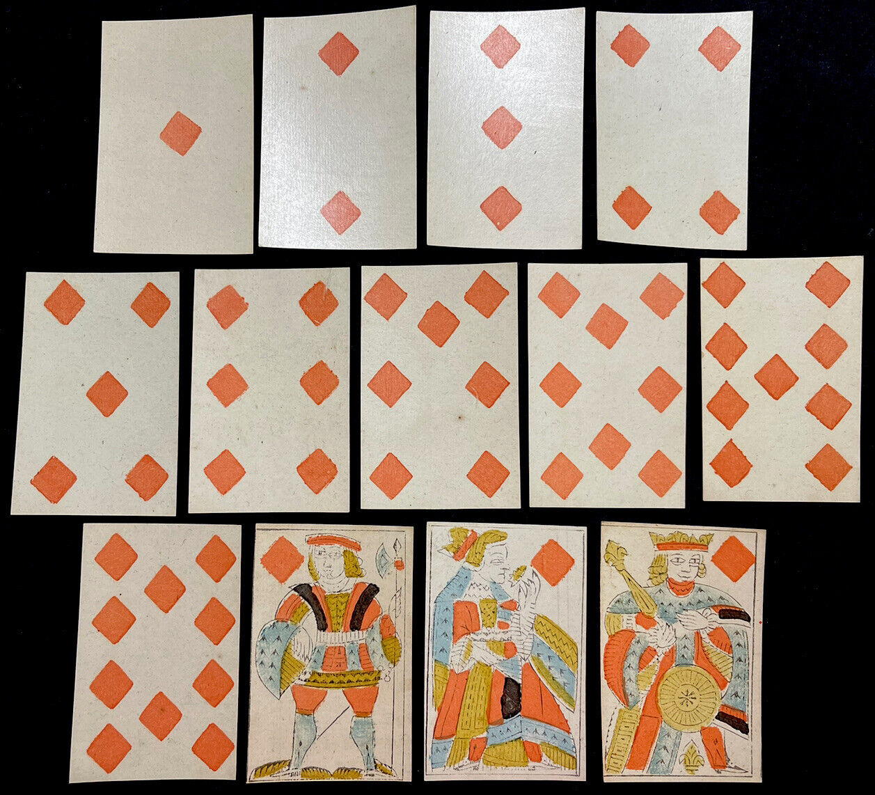 1700’s HIGH GRADE Rare Historic 52/52 Poker Deck Woodblock Antique Playing Cards