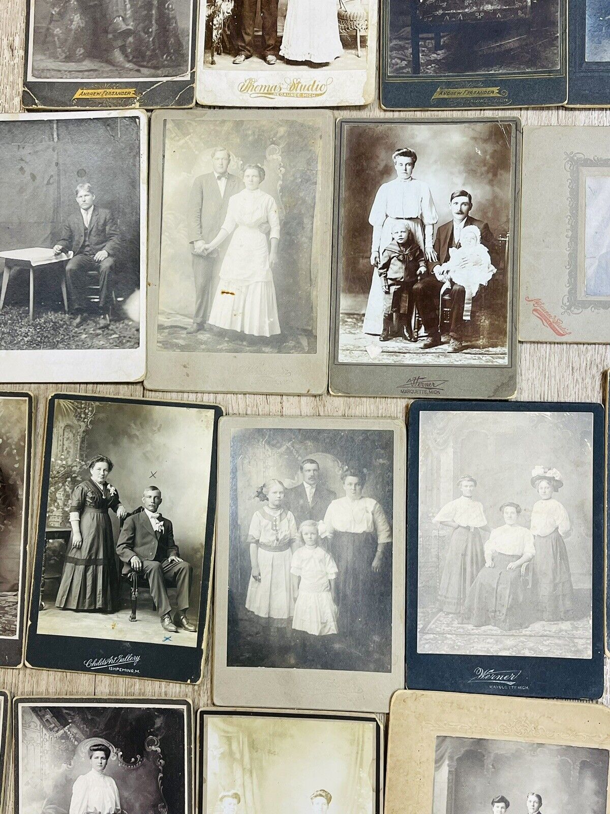 22 Cabinet Cards 1800's 1900s Some Marked Marquette Negaunee Ishpeming Michigan