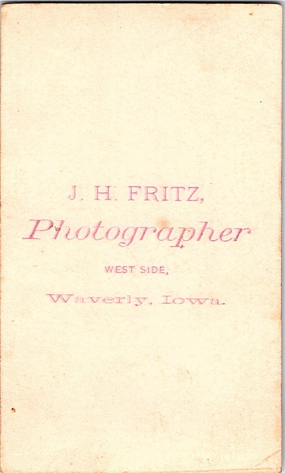 CDV Photo 1800's Waverly, Ia. Lady In Victorian Dress & Collars J.H. Fritz
