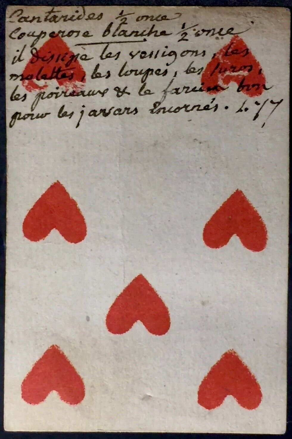1700’s Old Europe Double Side Scripted Document Antique Playing Cards Single