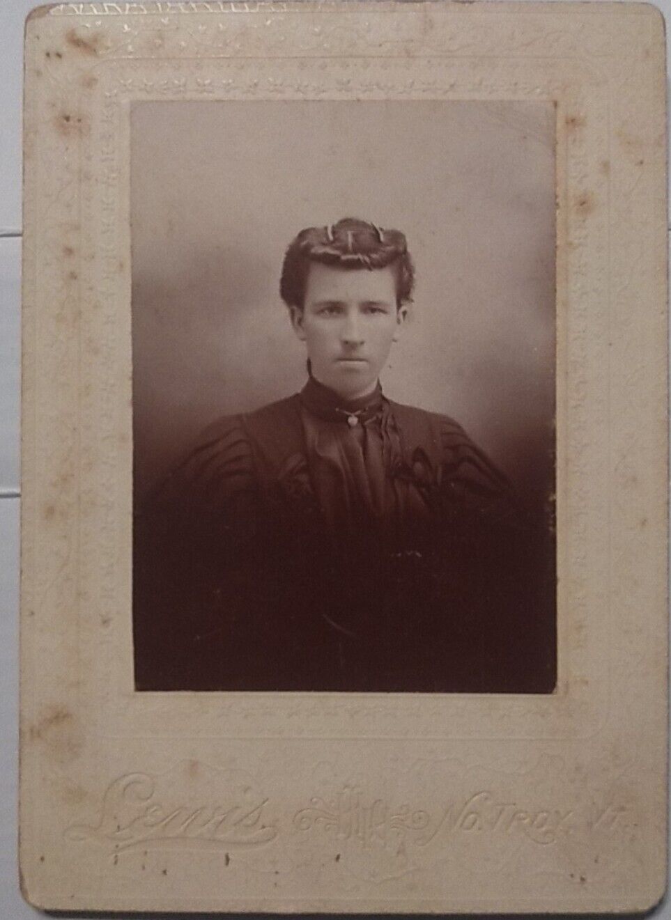 ANTIQUE VTG CIRCA 1800'S ERA B&W CABINET CARD PHOTO, VICTORIAN YOUNG WOMAN