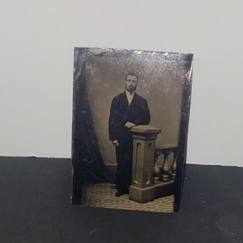 1800’s Tintype Photo Of A Man Posing 4" x 2.75"