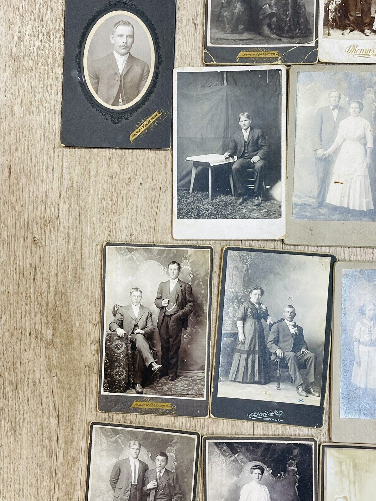 22 Cabinet Cards 1800's 1900s Some Marked Marquette Negaunee Ishpeming Michigan