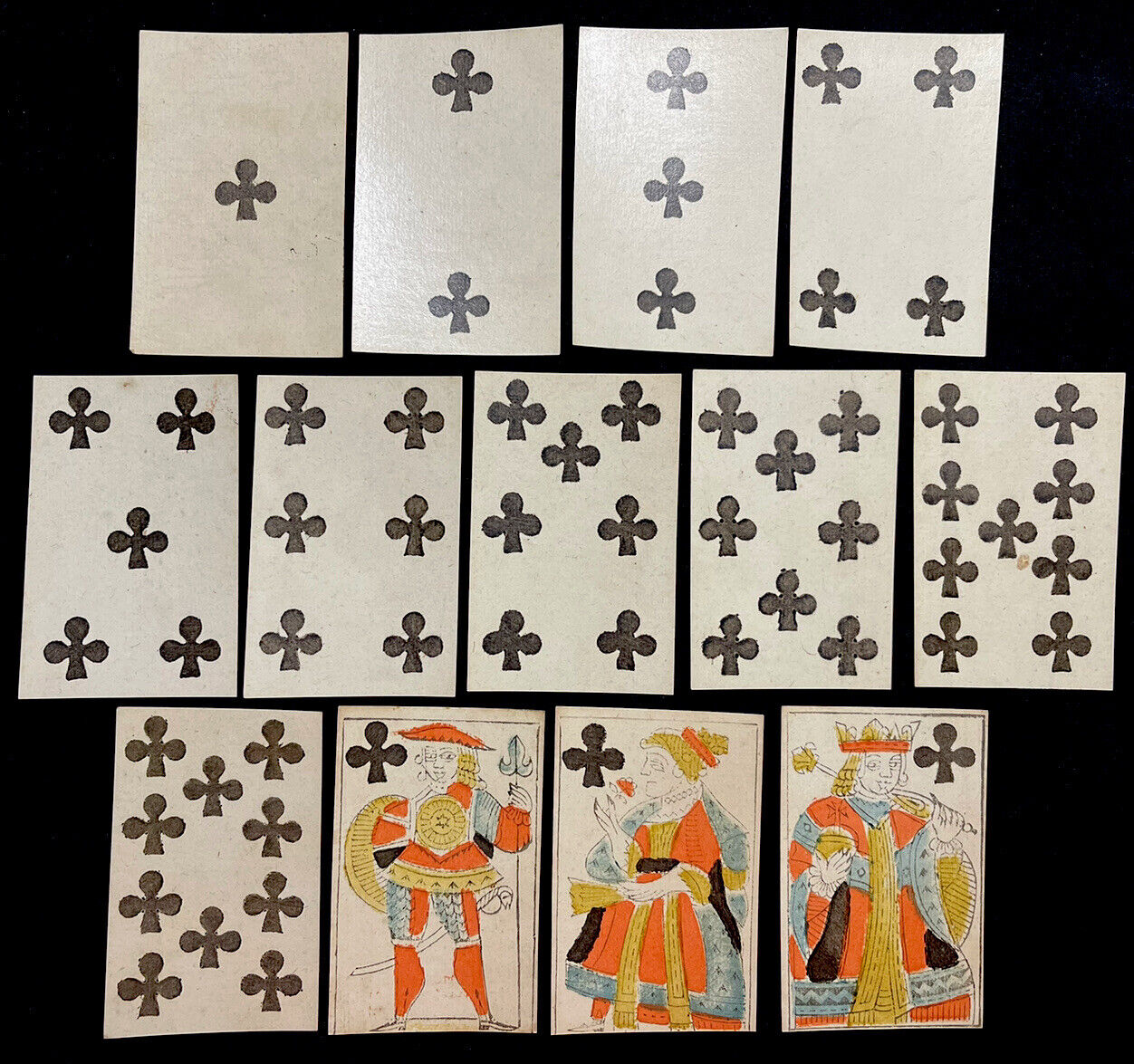 1700’s HIGH GRADE Rare Historic 52/52 Poker Deck Woodblock Antique Playing Cards
