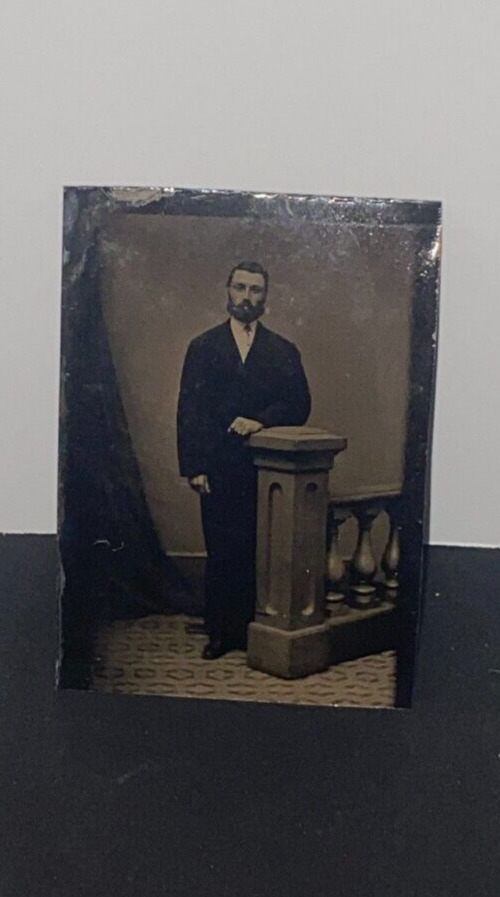 1800’s Tintype Photo Of A Man Posing 4" x 2.75"