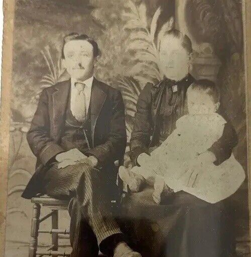 Antique Vintage Cabinet Card Photograph Victorian Family Portrait 1800s In Case