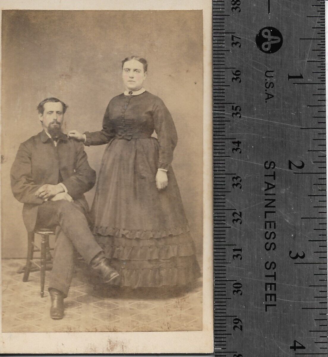 Man Lady Photograph Lykenstown Pennsylvania Suit CDV Carte De Visite Late 1800s