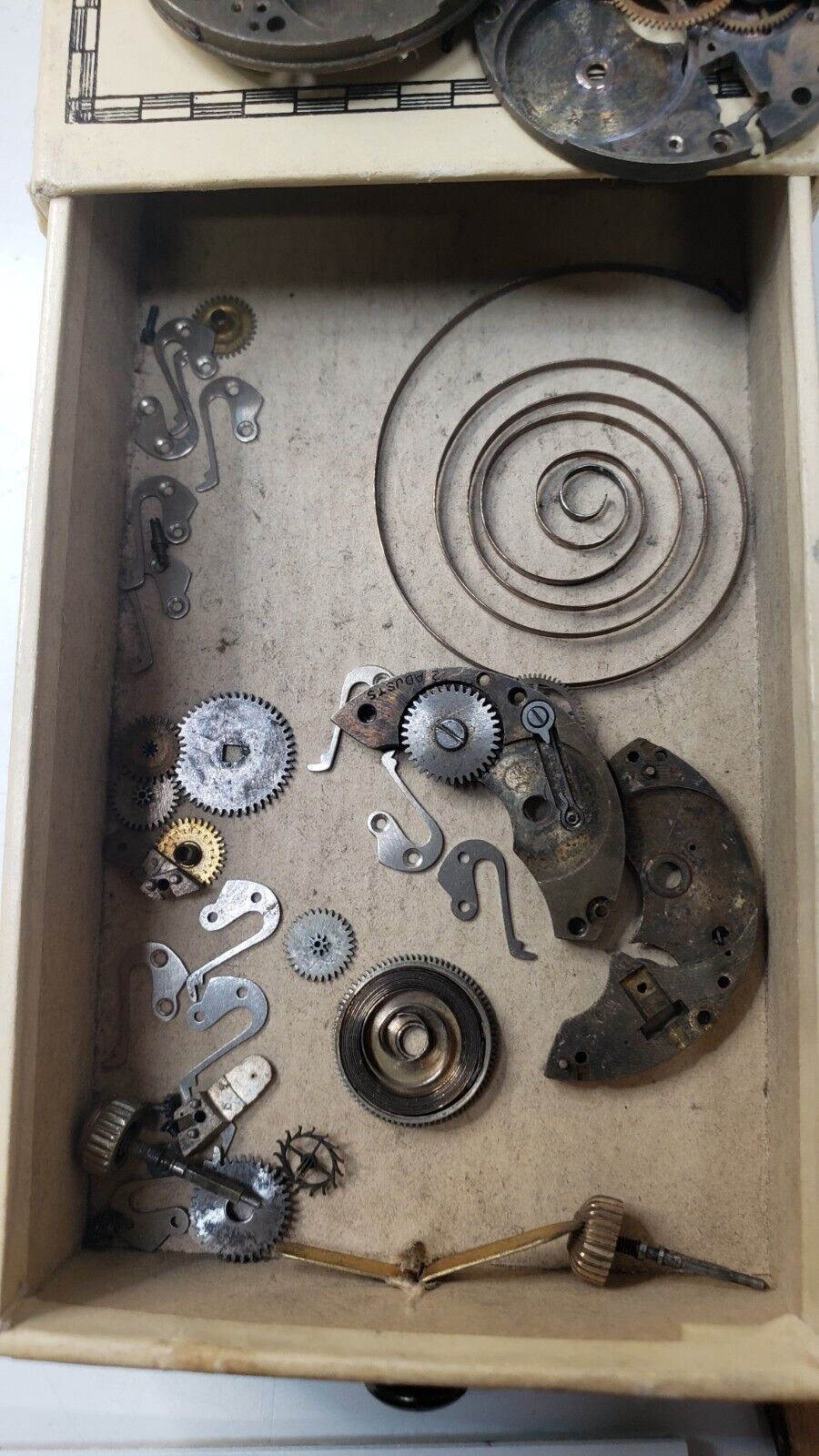Vintage 1900's Langendorf Everbrite Watch Movement PARTS LOT White Dial subdial