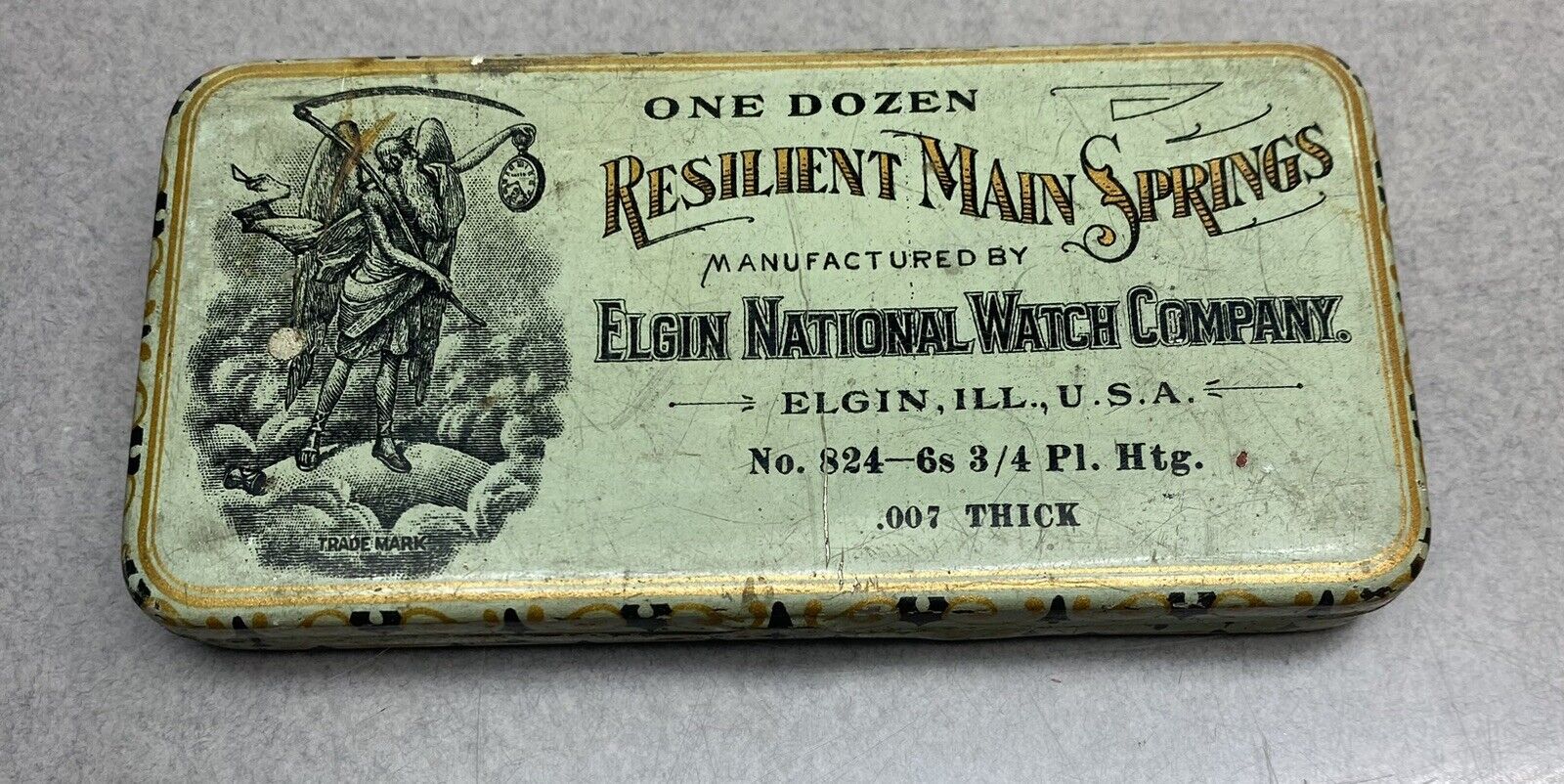 Antique 1900’s Early Elgin Watch Co Spring Parts Tin Box Only