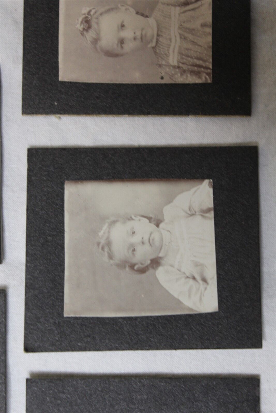  1900's Mini Photos Black & White Lot of 5 Photos Adults 7 Children Antique