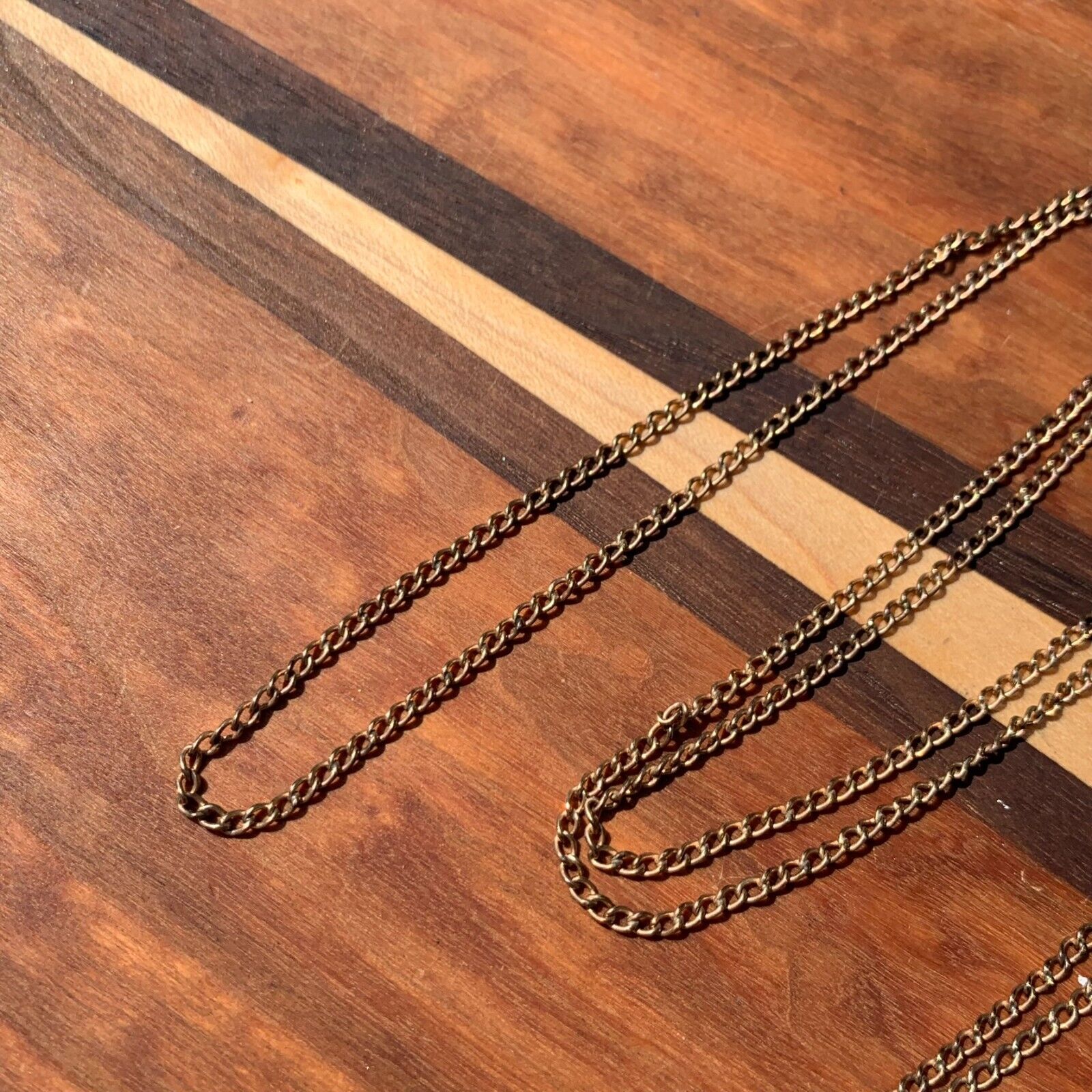Antique 1900s 46" Rose Gold Filled Fine Pendant Pocket Watch Chain w/ Slide #42