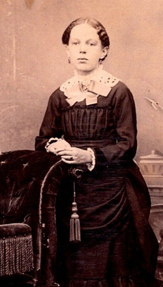 CDV Photo 1800's Waterloo, Ia. Studio Portrait Woman In Victorian Dress