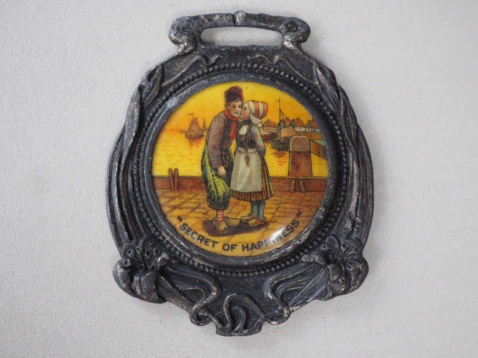 Antique 1900's Dutch Java & Santos Blend Coffee Metal and Celluloid Watch Fob