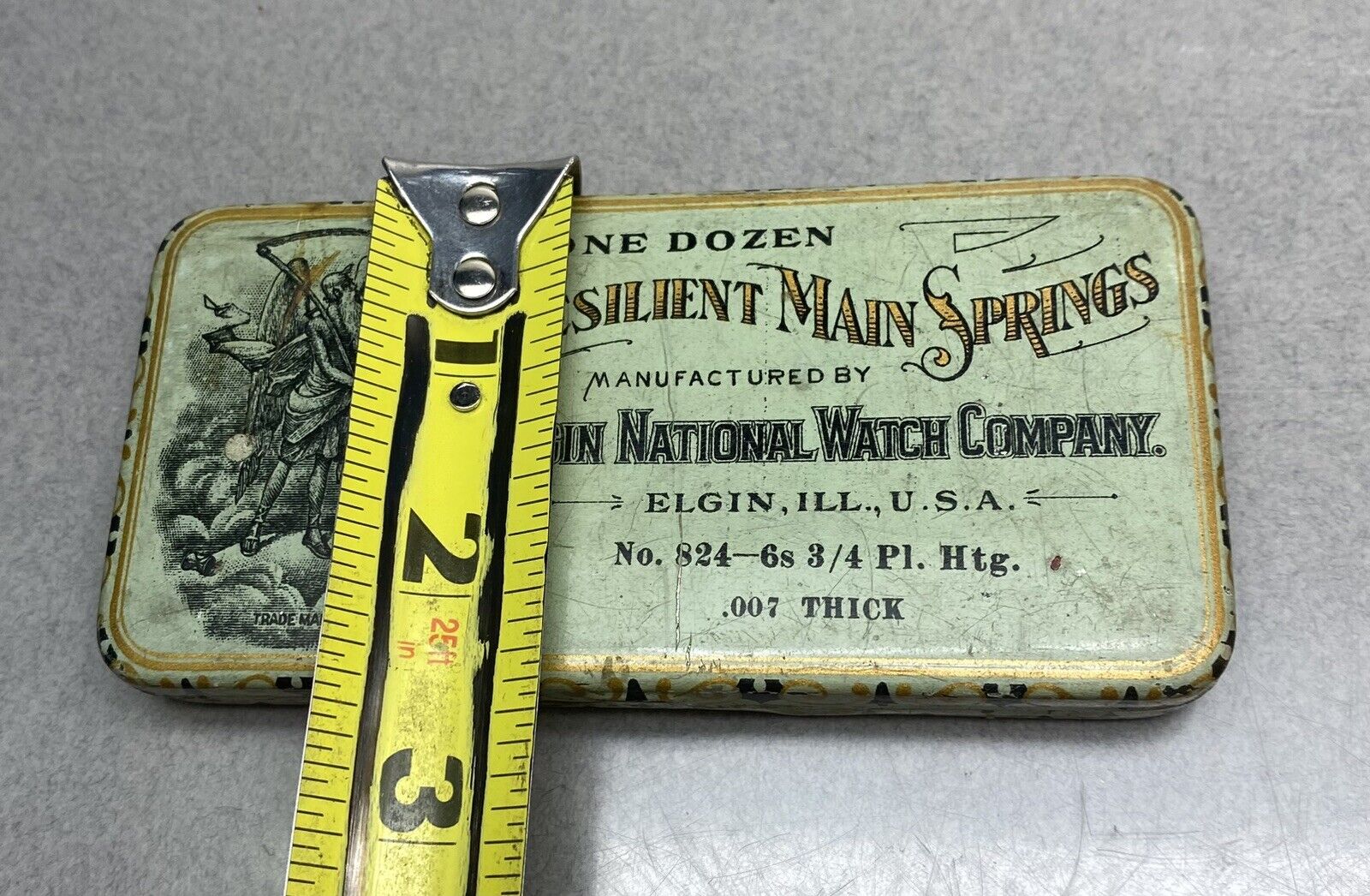 Antique 1900’s Early Elgin Watch Co Spring Parts Tin Box Only