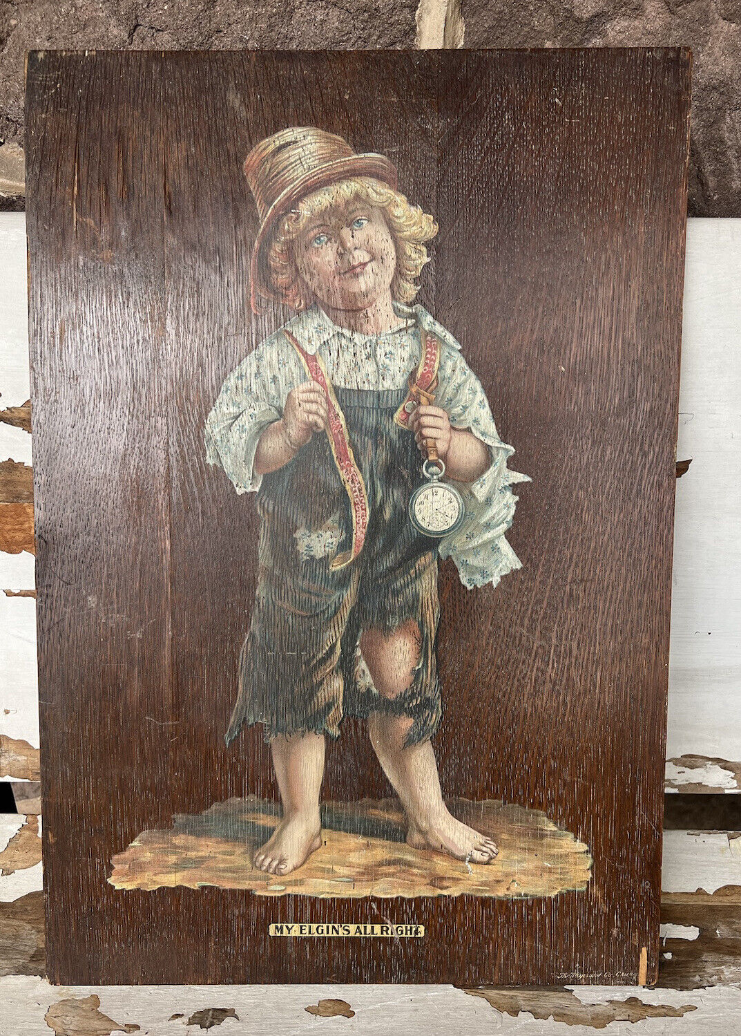 Vintage Elgin Pocket Watch Advertising Chromolithography 1900s 