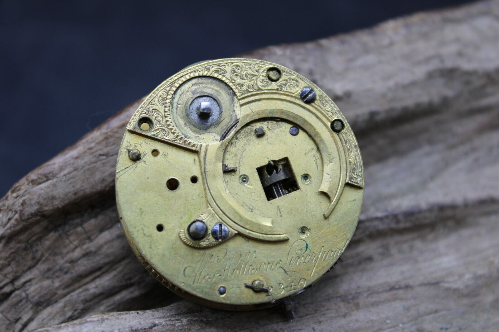 EARLY 1800s A HOLLISONE LIVERPOOL VERGE FUSEE POCKET WATCH MOVEMENT #2340 (O3R2)