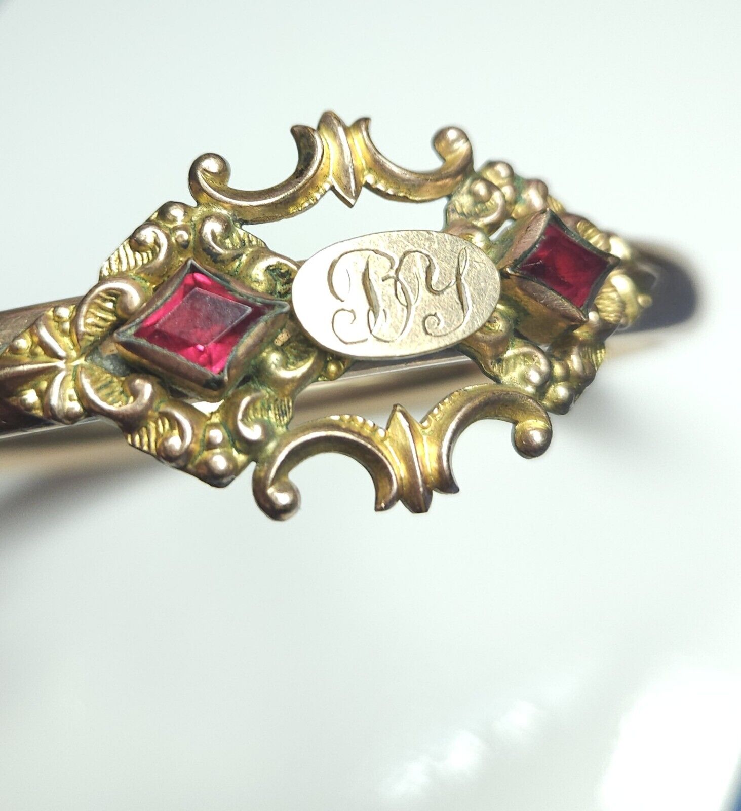 *See Photos* BSF Antique 1800s Bracelet Red Glass Accents *READ*