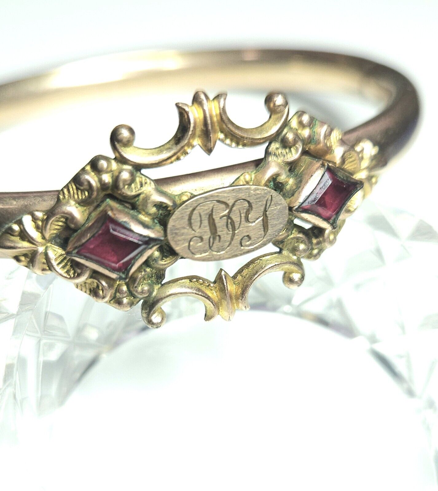 *See Photos* BSF Antique 1800s Bracelet Red Glass Accents *READ*