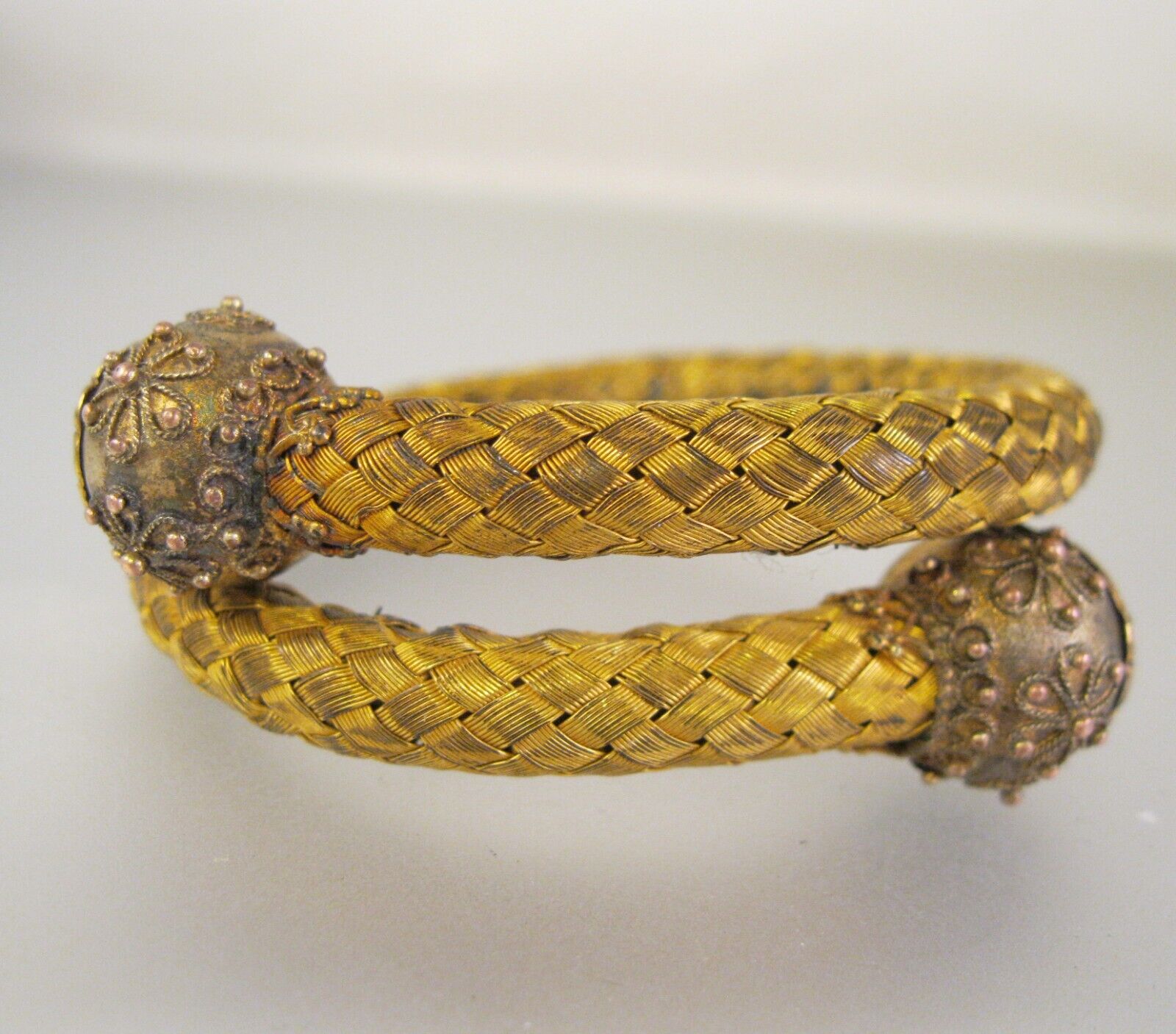 1800s Victorian Era Antique Etruscan Revival Wrap Around Bracelet Gold Filled