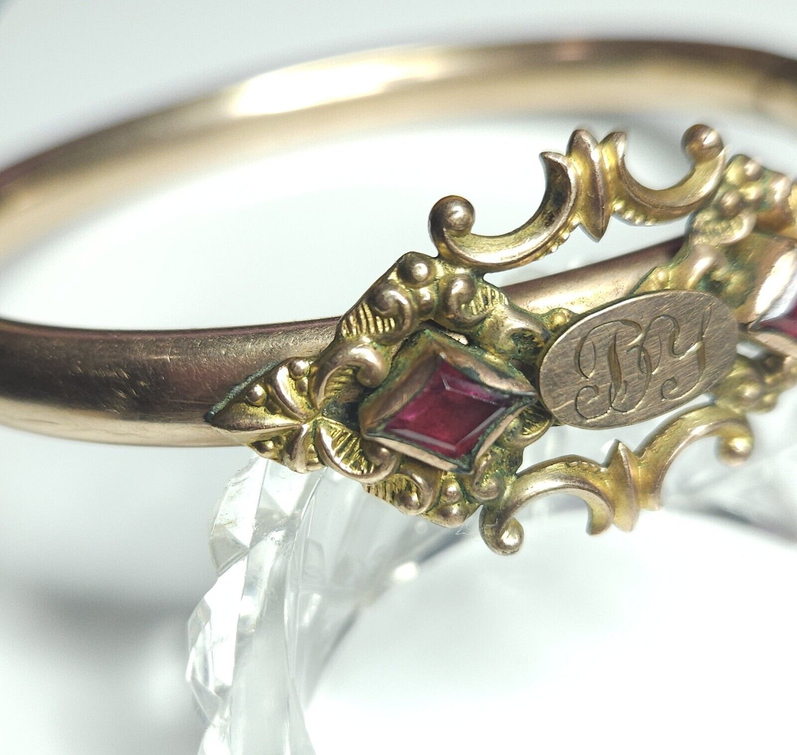 *See Photos* BSF Antique 1800s Bracelet Red Glass Accents *READ*