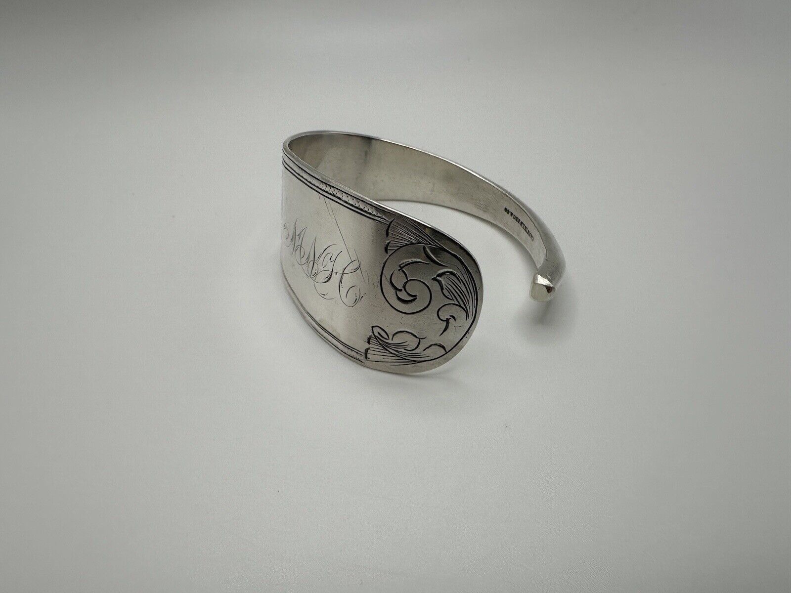 Antique Sterling Silver 1800s MNH Scroll Cuff Bracelet